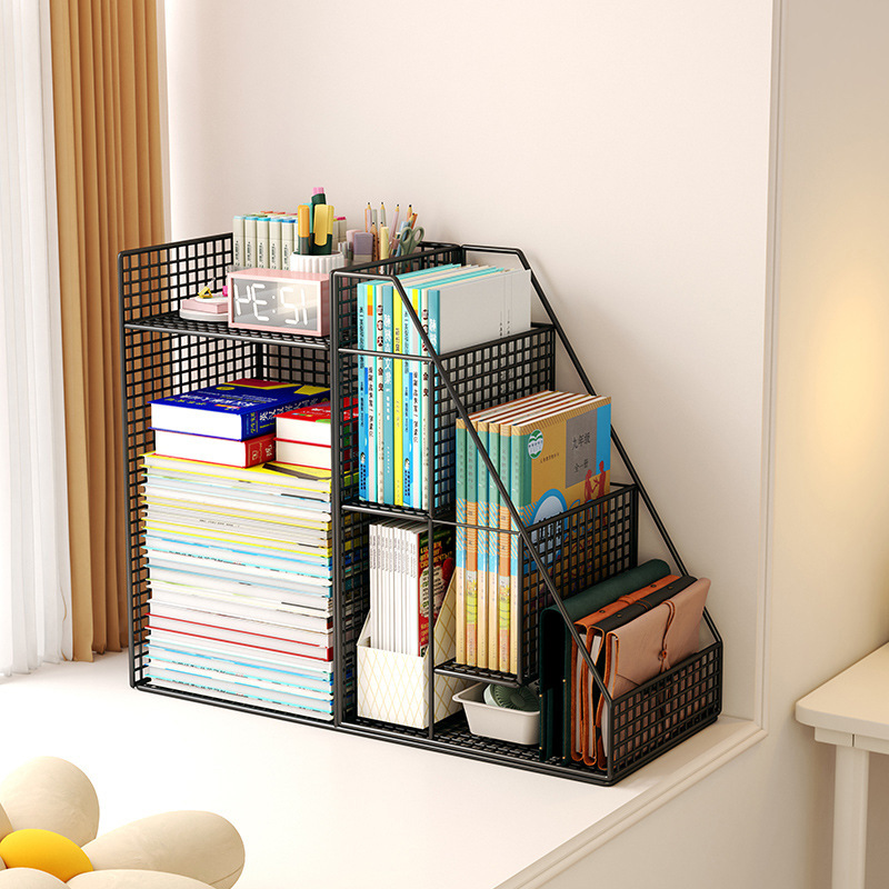 Picture of Balcony bay window bookshelves, small bookcases, children's picture book racks, space using desk side shelves to move pulleys on the floor