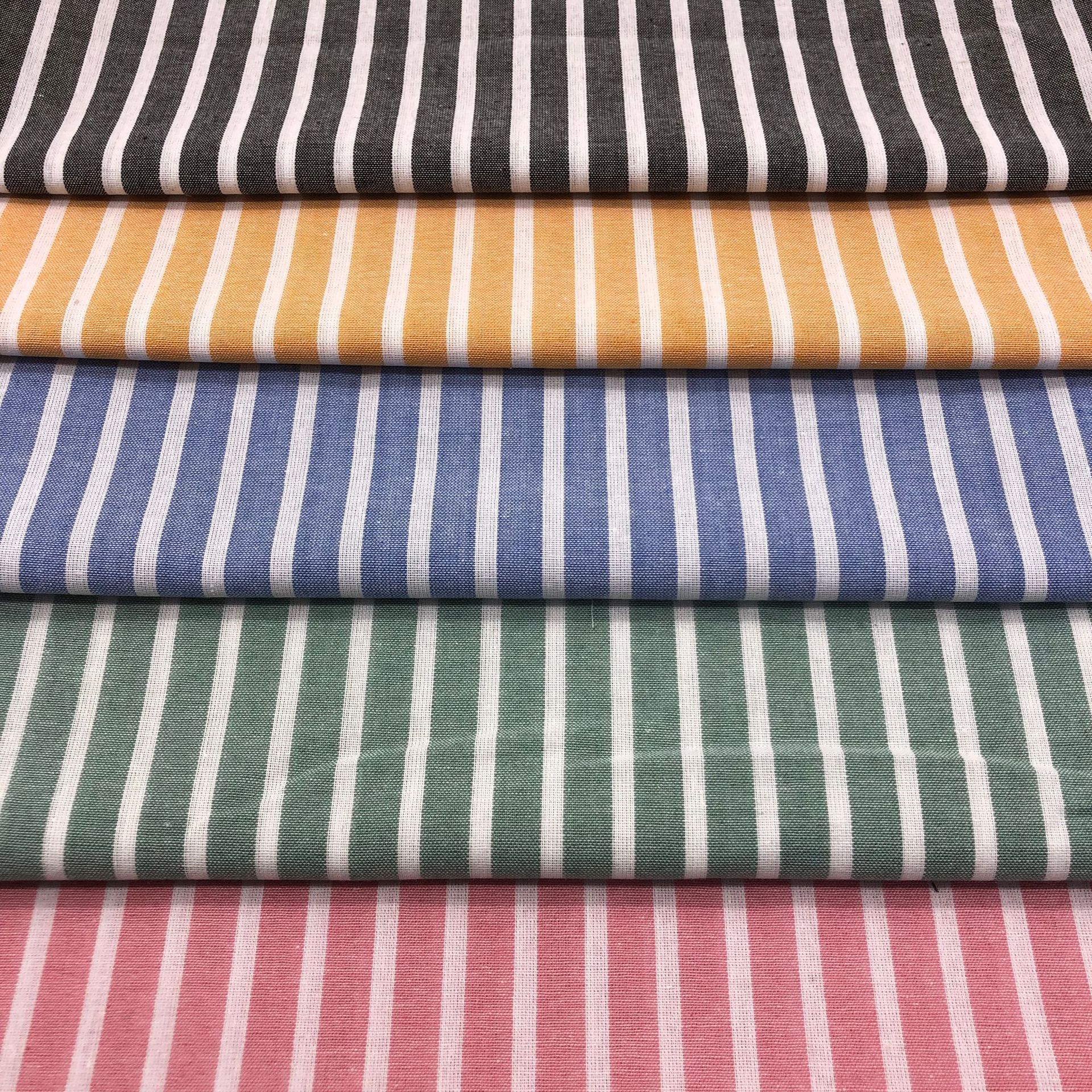 Bamboo Vertical Striped Yarn-Dyed Shirt Fabric Spring and Autumn Casual Clothing Fabric Imitation Linen Striped Men's Striped Fabric in Stock