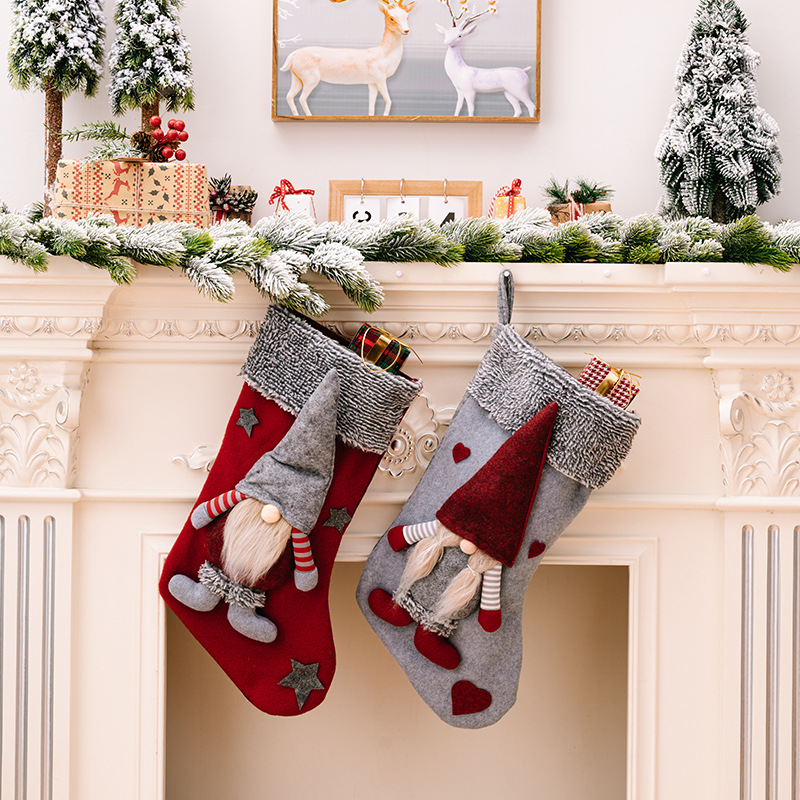 Cross-Border New Christmas Decoration Supplies Nordic Forest Elderly Christmas Socks Rudolph Decorative Socks Children's Gifts