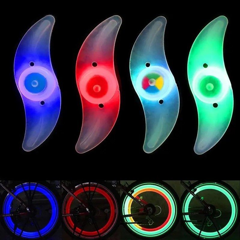 Bicycle Light, Night Safety Warning Light, Cycling Equipment, Willow Leaf Hot Wheels, Mountain Bike Power-Assisted Colorful Spoke Light