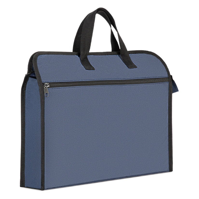 Deli Portable Zipper Bag Blue Black Office Simple Oxford Cloth Storage Bag Portable Handbag