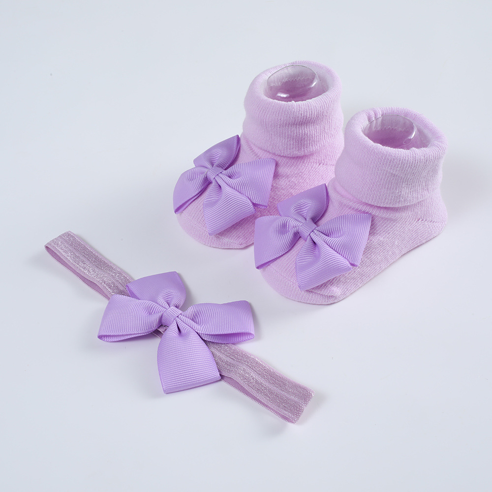 Picture of 2023 New Baby Headband + Socks Set Ribbed Bow Headband Baby Breathable Knitted Cotton Socks