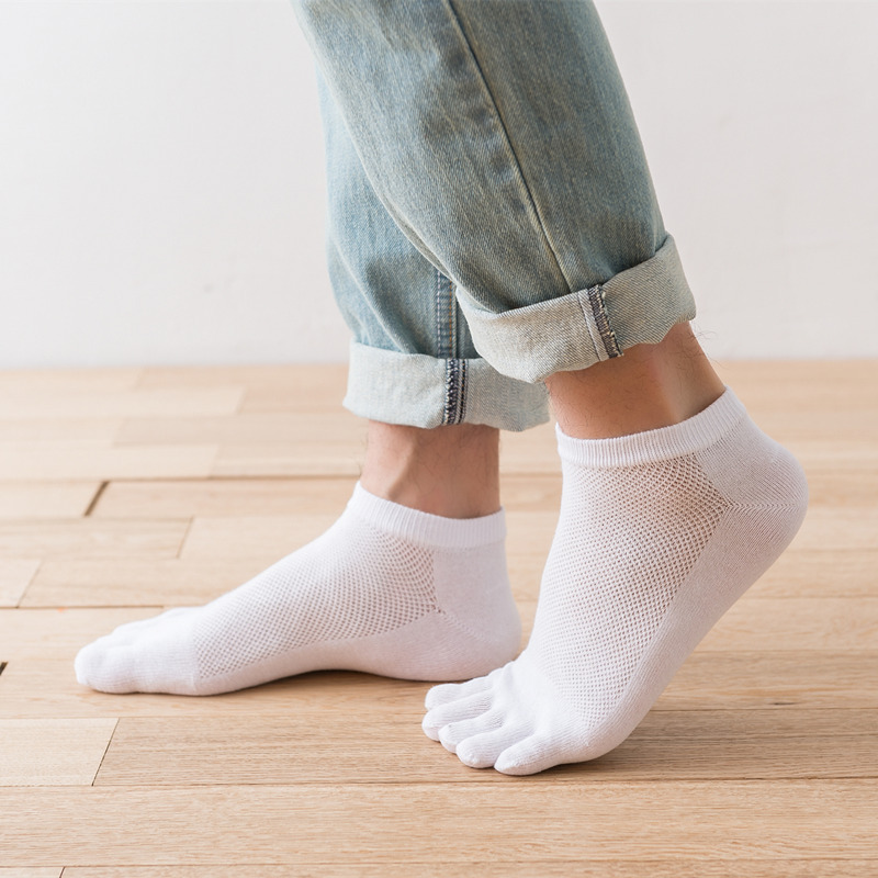 Men's cotton five-finger socks low spring and summer ultra-thin mesh toe socks short tube a generation of hair