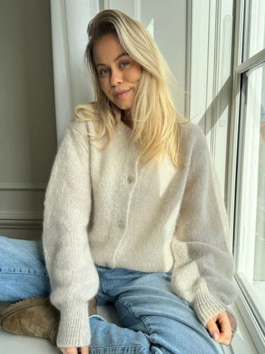 Picture of Candy-colored knit cardigan for women, European & American 2025 autumn/winter solid mohair cardigan, macaron-colored sweater for women