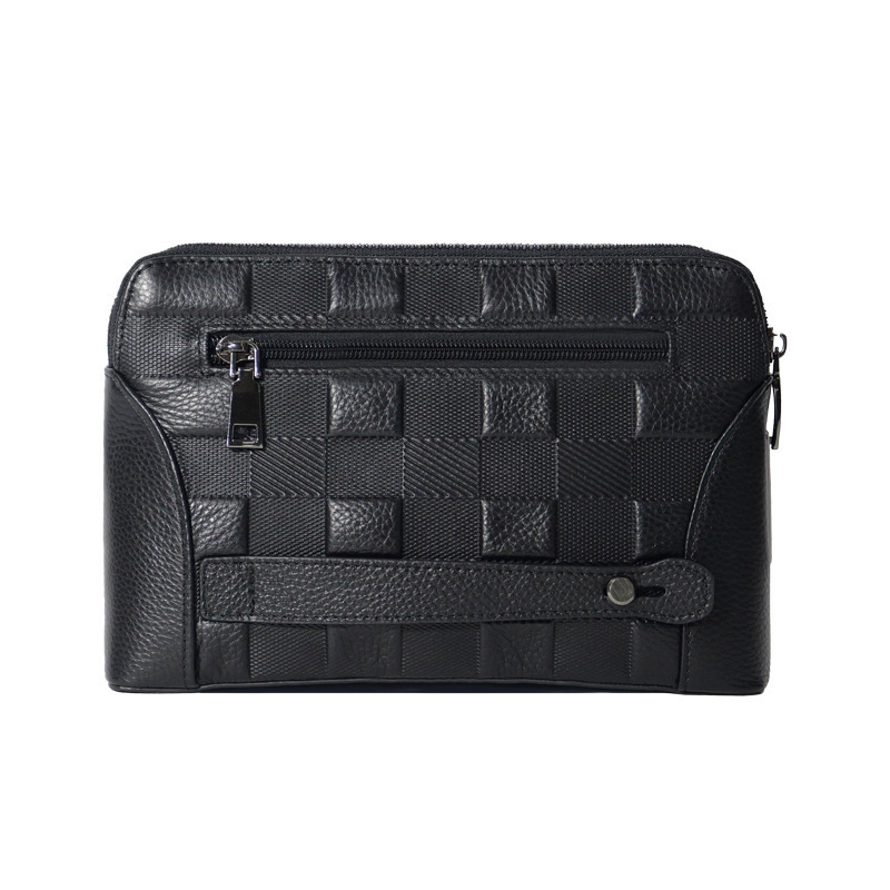 Factory wholesale cross-border new first layer cowhide anti-theft men's clutch business commuter fingerprint lock clutch