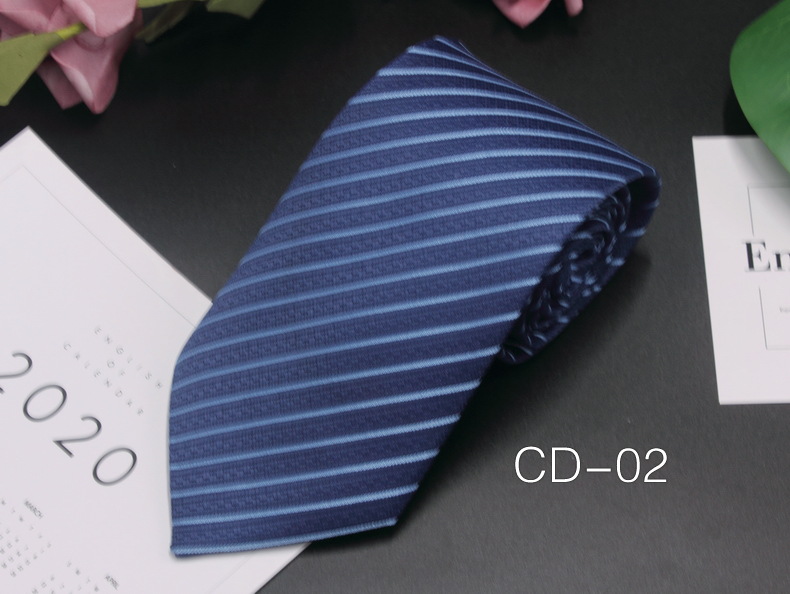 Picture of Manufacturer in stock men's business tie 8cm hand-punched professional formal wear interview striped tie men's Jacquard polyester silk