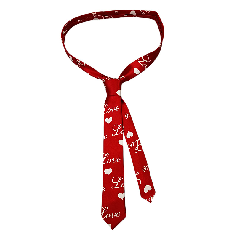 Picture of Zebra Leopard Print Love Poker Letters 5cm Matchinging Shirt Ins Student Tie Unisex Versatile Can Be Customized