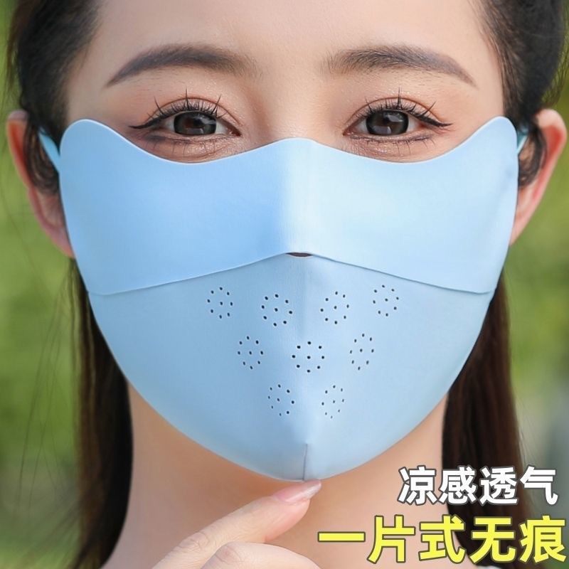 Picture of Sunscreen Mask Women's Anti-ultraviolet Summer Black Sunshade Full Face Mask Ice Silk Thin Breathable Eye Corner Stereo