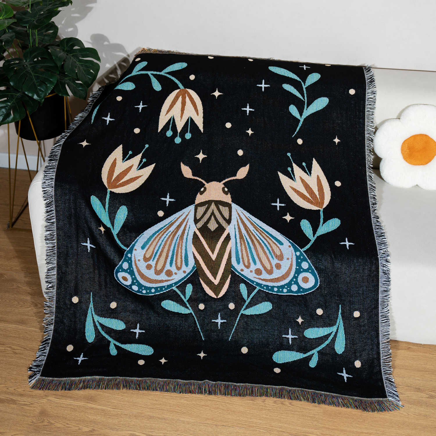Cross-border Bohemian Style Tapestry Jacquard Sofa Blanket Thick Fashion Gift Blanket Living Room Bedroom Line Blanket Hot Selling