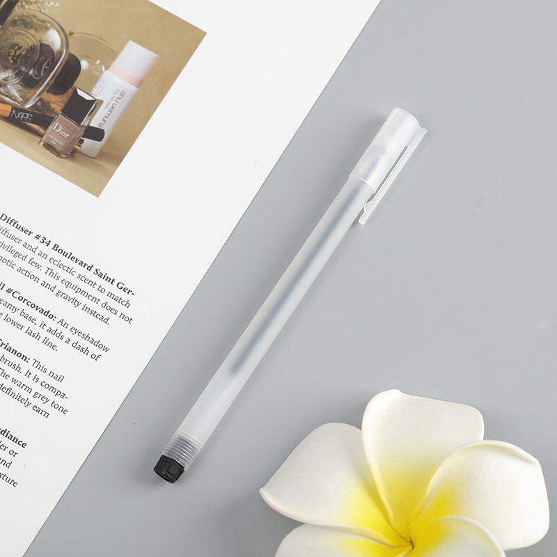 Picture of Transparent Frosted Small White Pen 0.5 Gel Pen Needle Tube Ballpoint Pen Signature Pen Water Pen Black Carbon Pen for Students