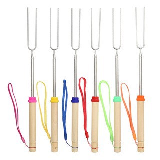 Picture of Yibo Bbq Outdoor Bbq Stainless Steel Telescopic Barbecue Fork U-Shaped Wooden Handle Barbecue Stick Barbecue Fork Barbecue Skewer