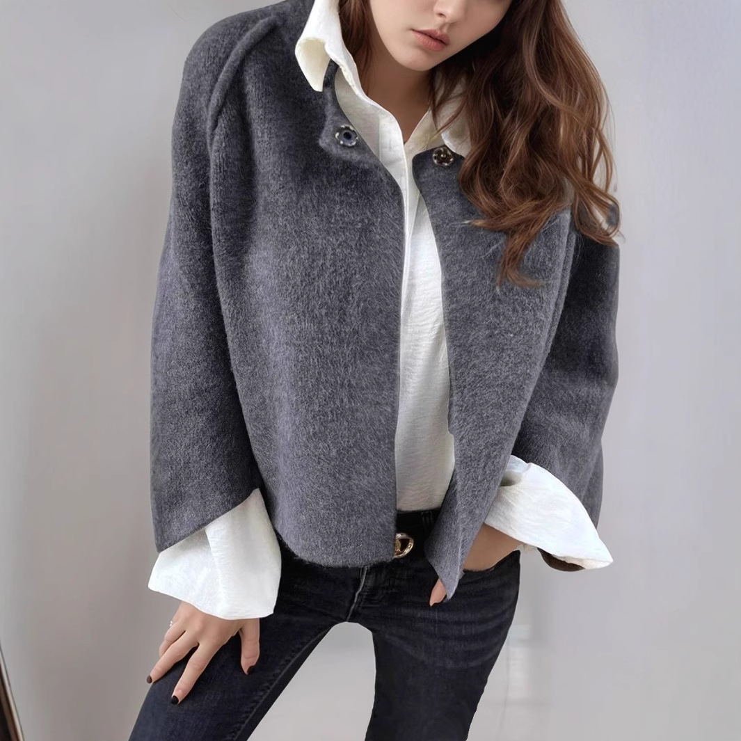 Russian Beauty Cashmere Jacket Russian Cross-Border Plush Bat Sleeve Loose Women's Jacket