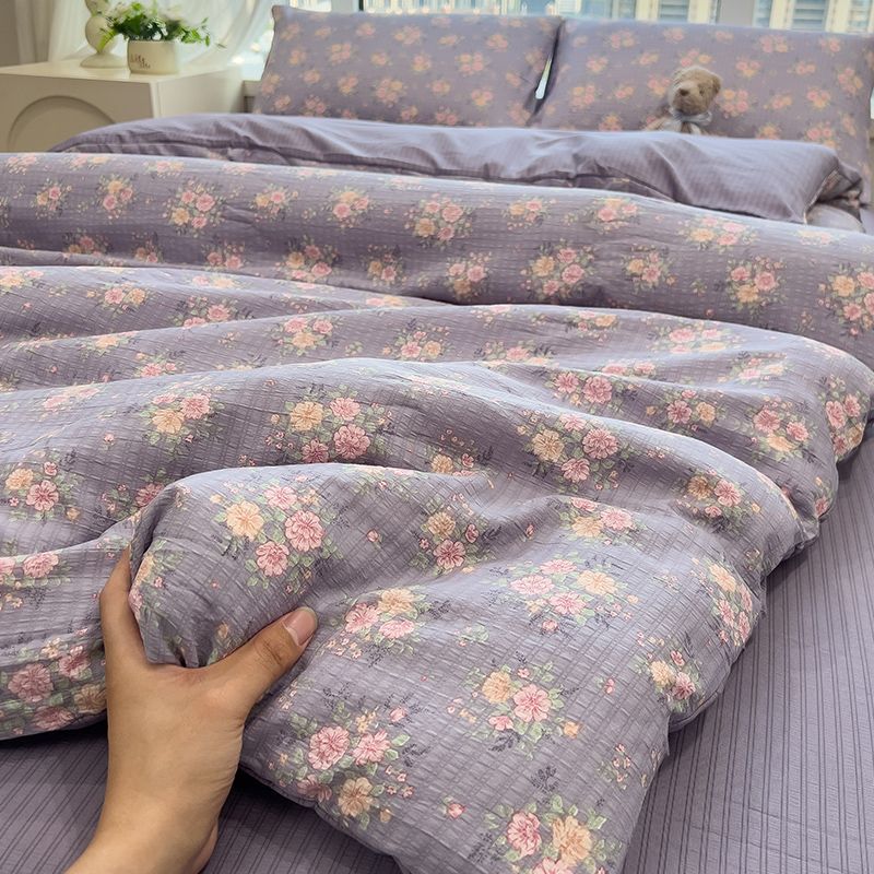 Picture of Machine Washable Four-Piece Bedding Set, Sheet and Duvet Cover for Student Dormitory, Single Bed Duvet Cover, New Style, Suitable for Sleeping Naked, Three-Piece Set