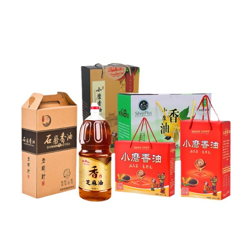 Picture of Printable logo sesame oil packaging box bulk custom sesame sesame oil paper box three-layer hard small grinding sesame oil gift box
