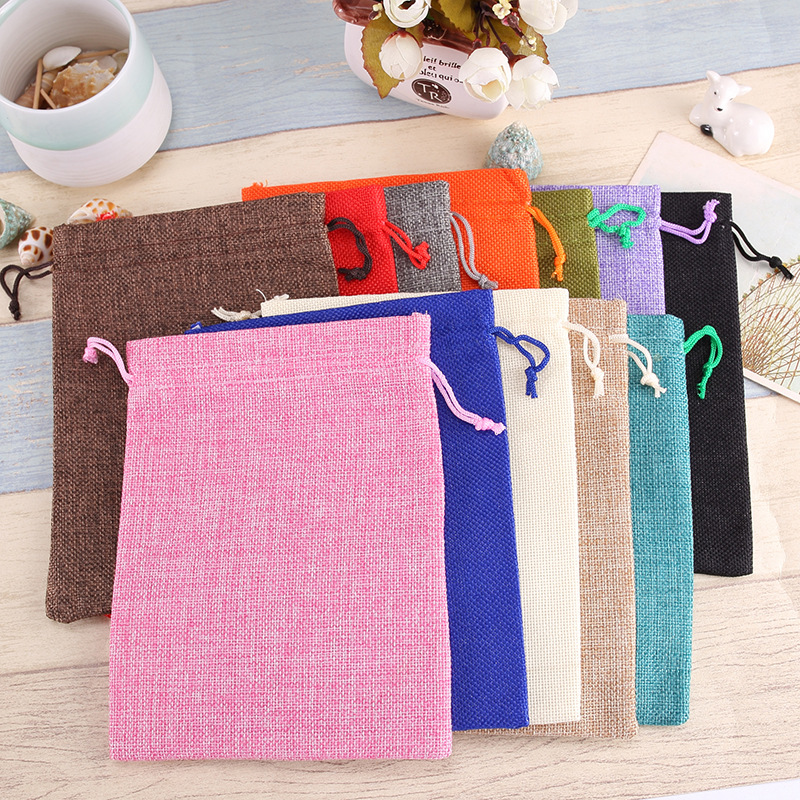 Picture of in stock wholesale hemp rope linen girdle gift bag drawstring imitation hemp gift packaging storage bag Christmas gift bag