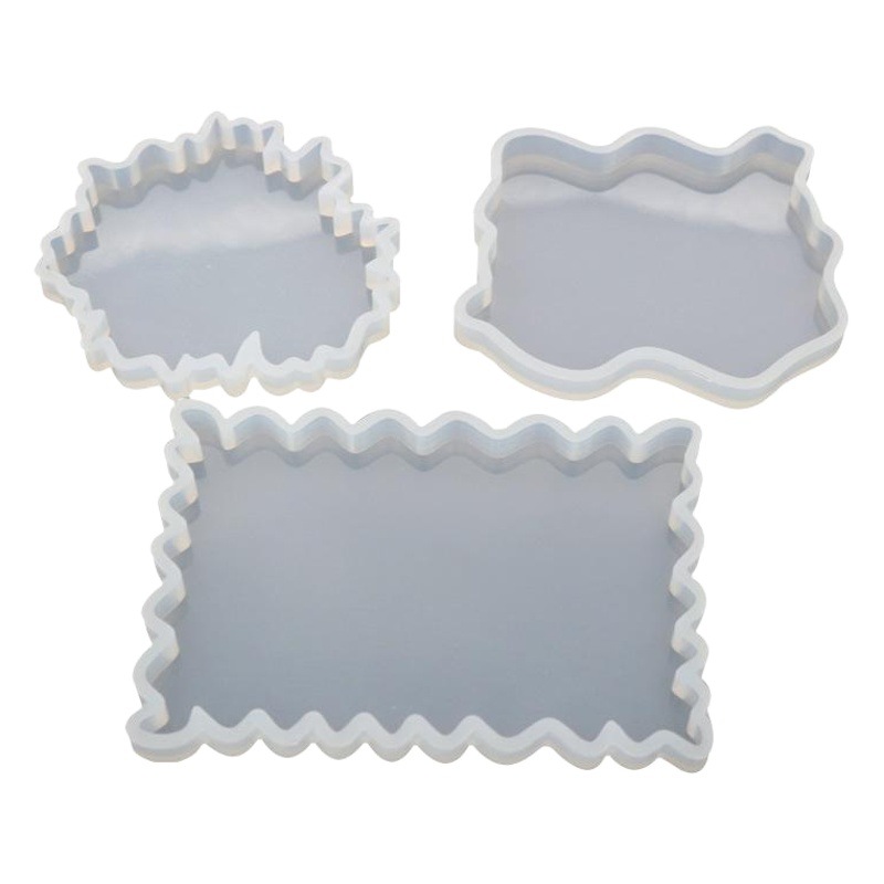 Elation diy Crystal epoxy silicone mold irregular coaster pendant making mirror silicone