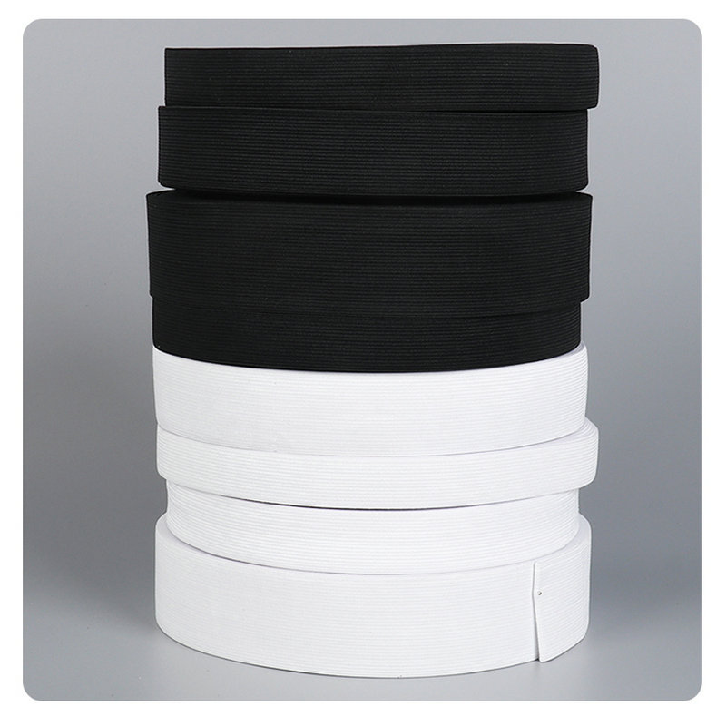 Picture of Manufacturer Wholesale Accessories Black and White Hemmed Elastic Band Thickeneded Waist Clothing Flat Elastic Plain Weave Crochet Elastic Band