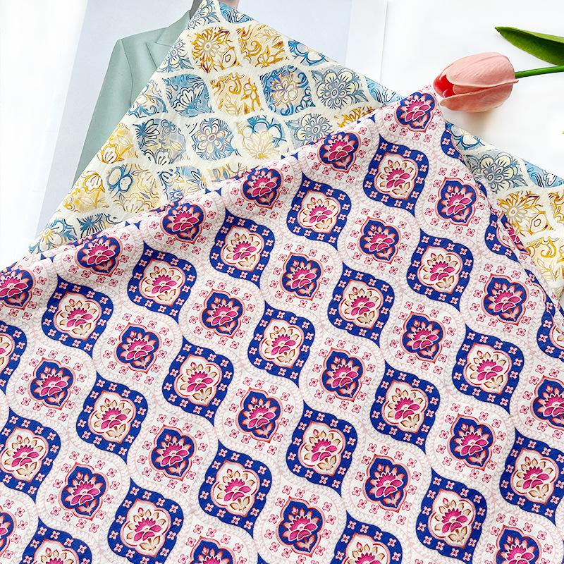 New Chinese-Style Digital Printed Fabric Brocade Cotton Fabric Ethnic Style Cheongsam Dress Top Hanfu Fabric 1.0m Price
