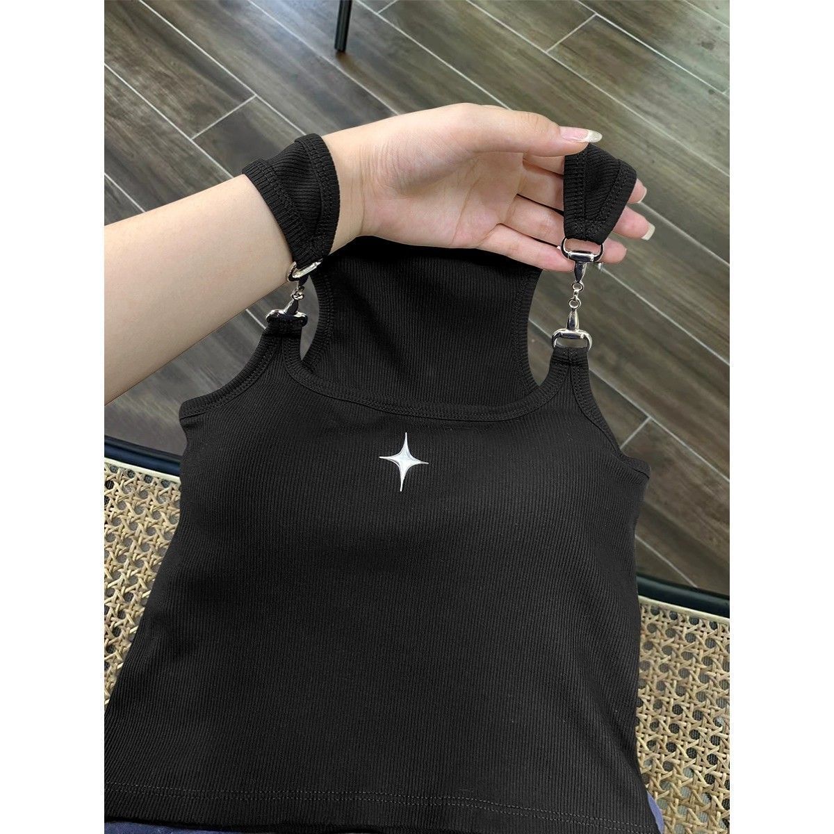 Spice Girls Camisole Women's Black Inner Wear Sexy Tight Design Sense Summer Underwear with Chest Pad Beautiful Back Top