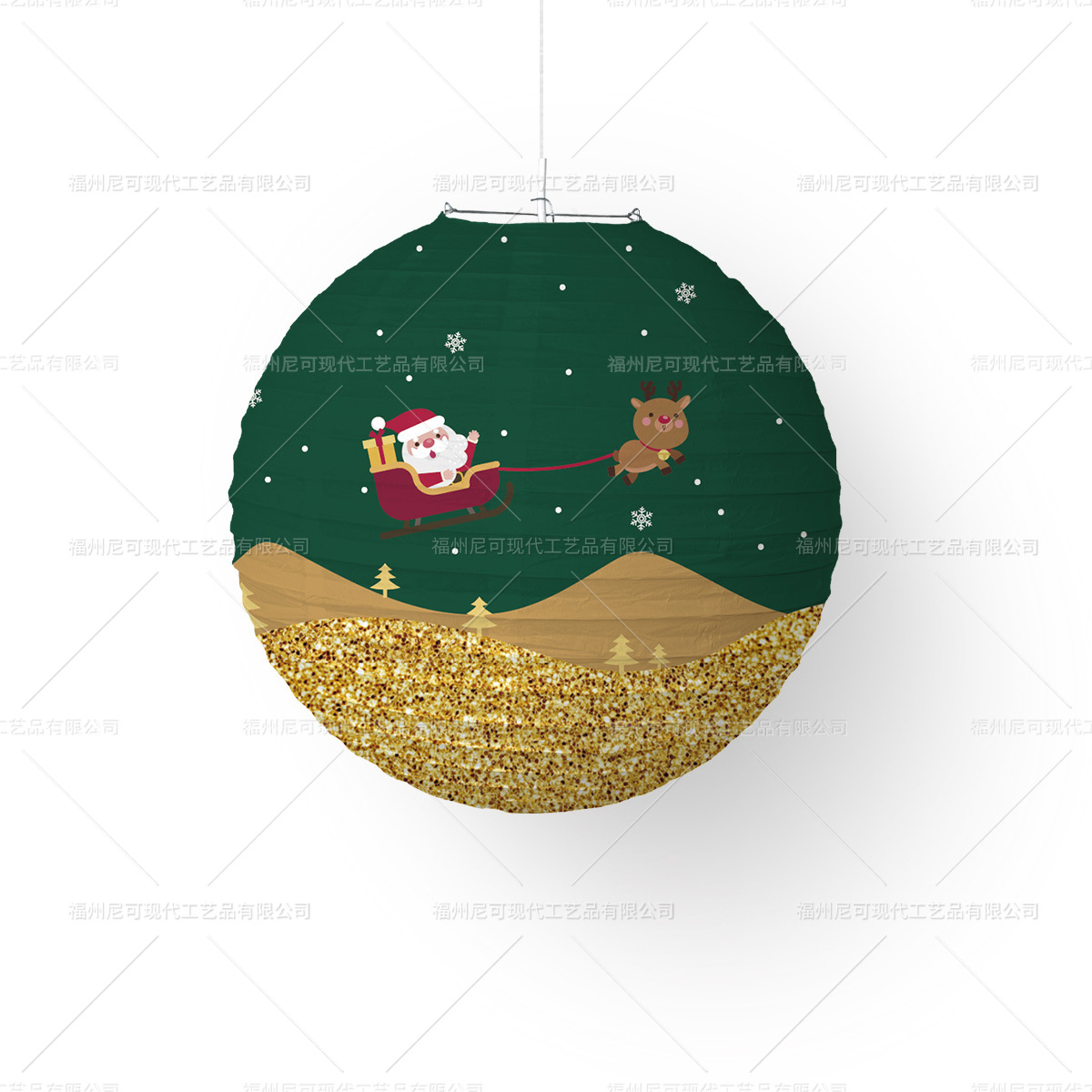 Picture of Cross-Border New Product Christmas Paper Lanterns Christmas Theme Christmas Eve Party Elk Snowman Lantern Decoration Supplies