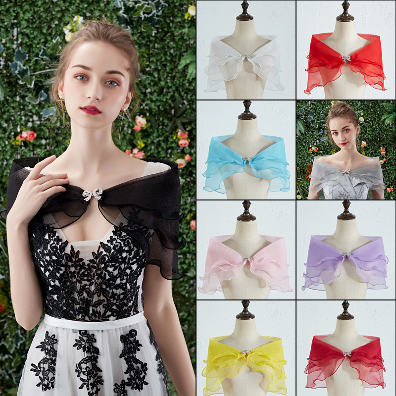 Picture of Wholesale Bridal Yarn Shawl Wedding Dress Arm Covering Mori Wedding Dress Cyber Celebrity Shawl Thin Off-shoulder Banquet Women