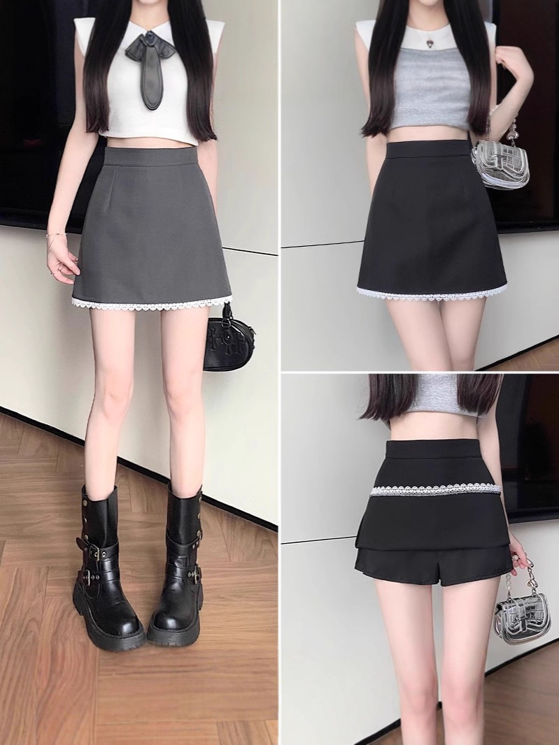Lace suit skirt women's summer 2025 new short skirt, high-waisted A-line skirt, hip-hugging skirt, skirt skirt, skirt skirt, skirt trend