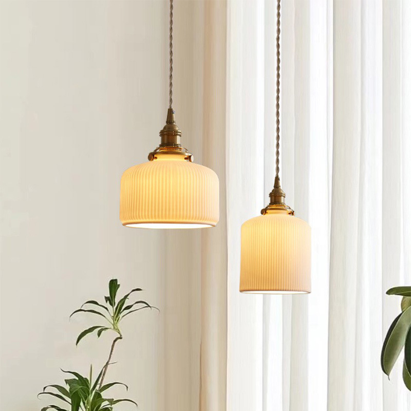 New Style Dining Room Lamp Dining Table Chandelier Modern Simple Atmospheric Household Japanese Style Copper Lamps Internet Popular Ceramic Combination Lighting