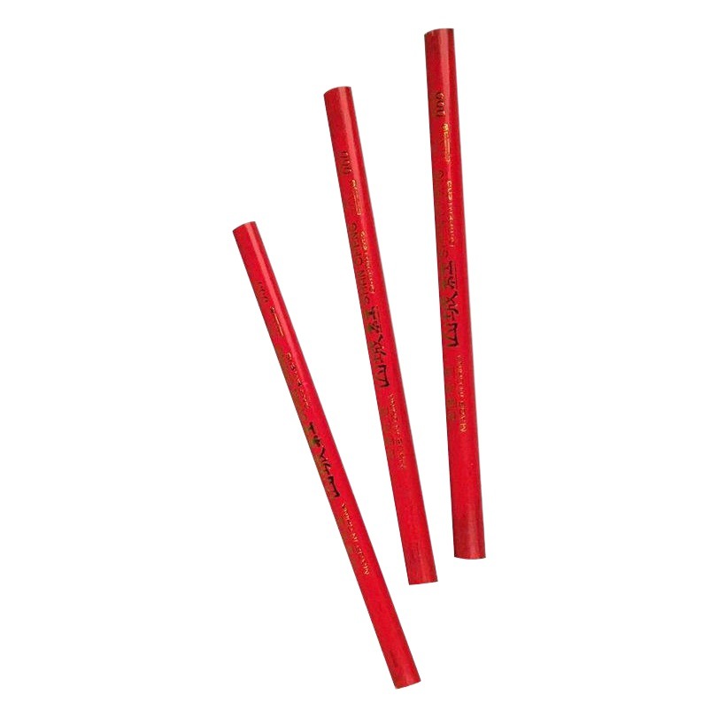 Mountain City Full Red Carpenter Pencil Oval Flat Head Black Red Construction Site Marking Pen Black Heart Pencil Carpenter Pencil