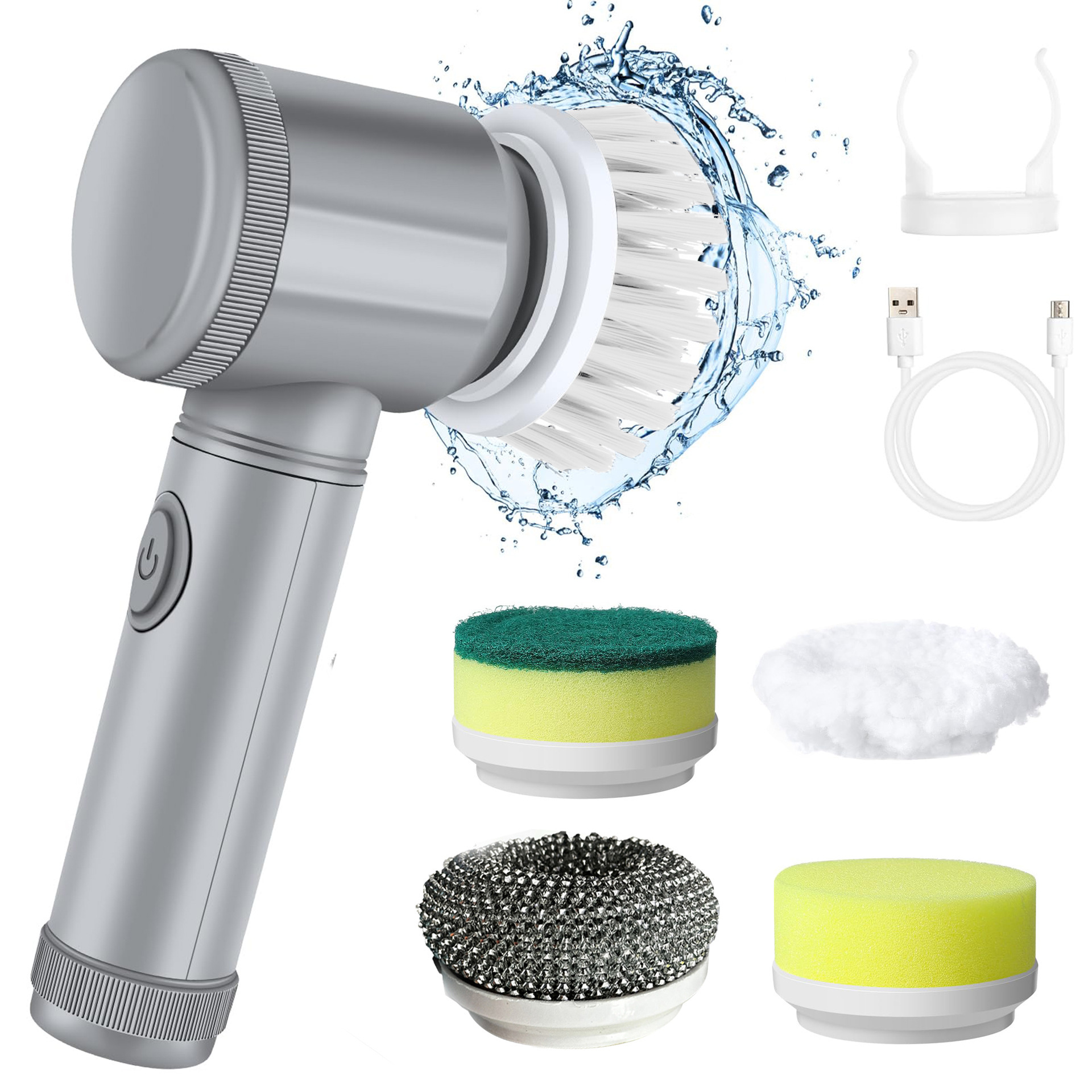 Picture of Multifunctional Handheld Radio Electric Cleaning Brush Kitchen Dishwashing Brush Bathroom Sink Tile Electric Cleaning Artifact