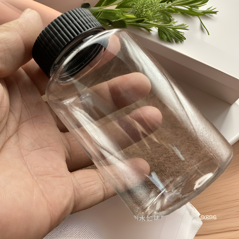 50 80 100 150 200 250 300ml transparent plastic bottle Black Cap large mouth sub-filling water sample