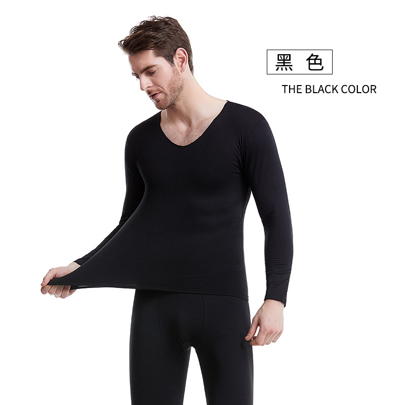Picture of Cationic Men's Thermal Underwear Slim-Fit V-Neck Autumn Clothes and Pants suit Hot Fiber Men's Thermal Underwear