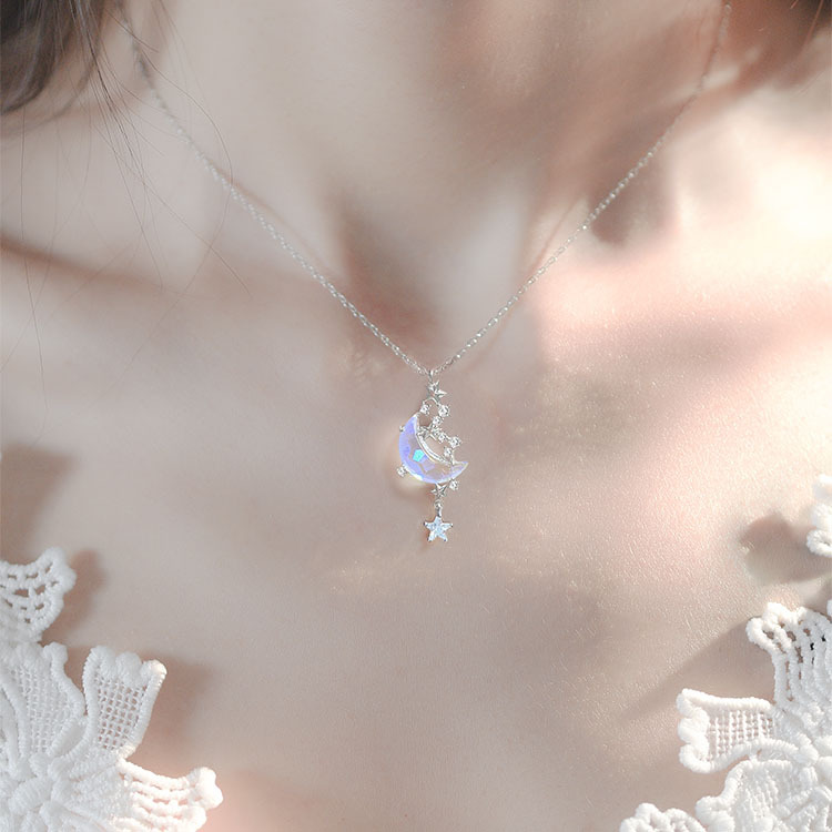 Moon Splash Star River necklace female colorful aurora glass stone fashion I temperament ns Internet celebrity clavicle chain gift for girlfriends