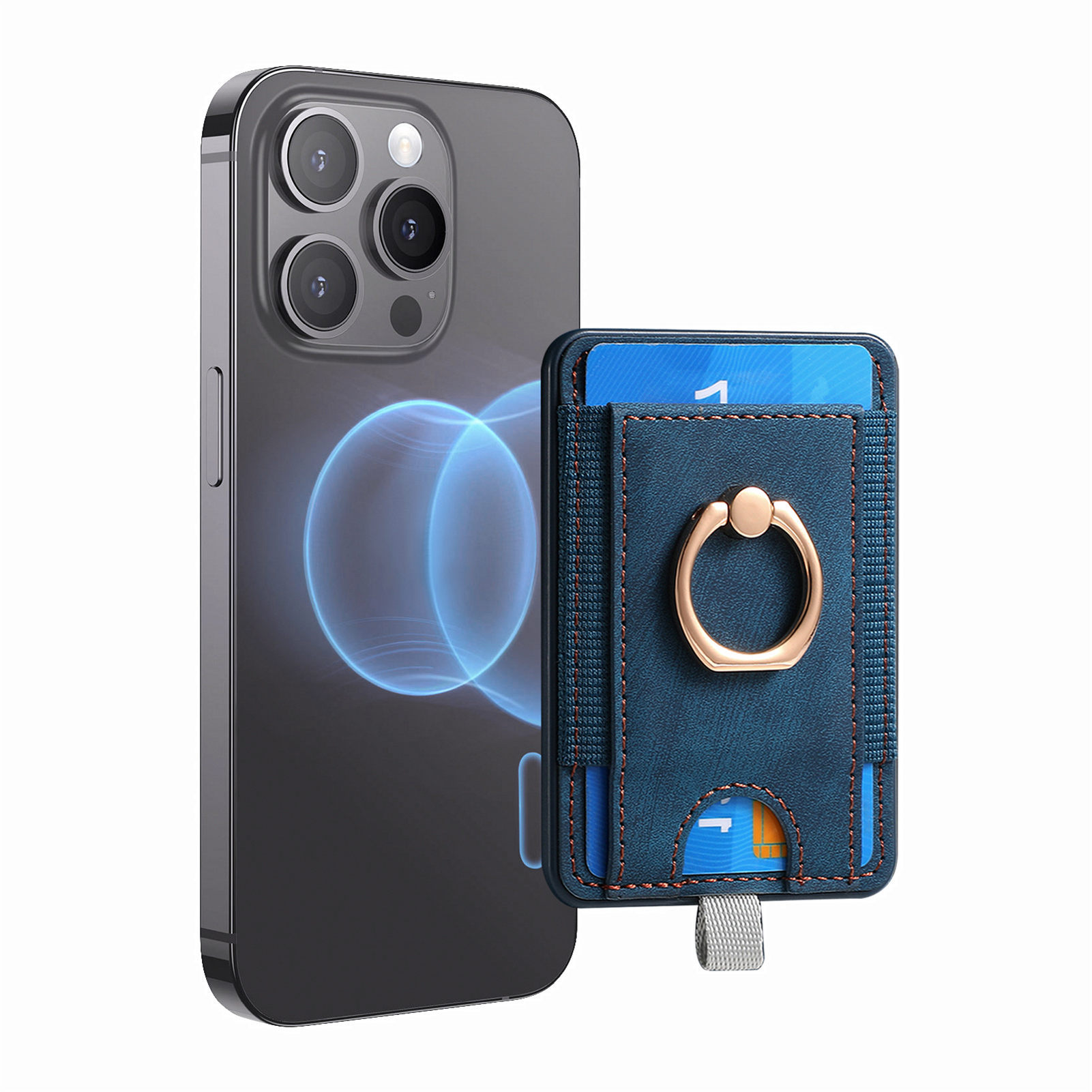 Picture of Magnetic magsafe card holder back sticker strong magnetic multi-function mobile phone card holder card holder card coin holder hardware ring