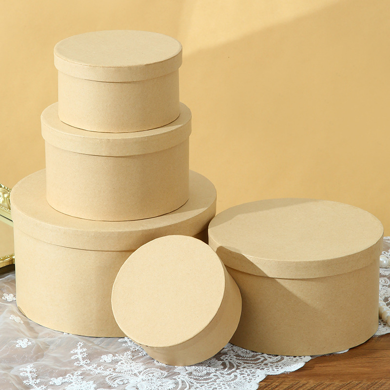 Round DIY gift box Kraft paper box small red book hand gift box candy box INS style candy baking box