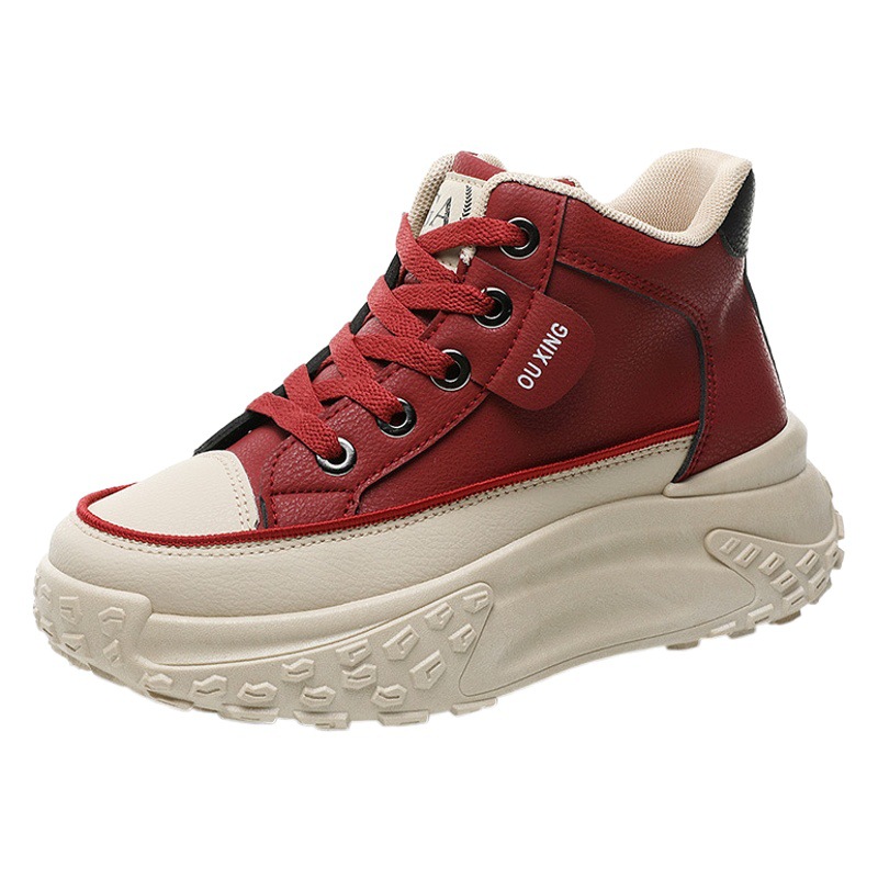 Hy908 New Casual Shoes 2023 Autumn Fashion Breathable Shoes Increased Thick Sole Student Mid-Top Korean Style Trbottomy