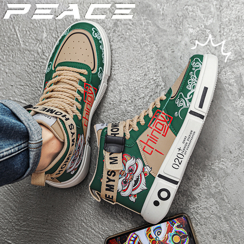 Cross-border plus size New Fashion casual shoes Chinese style high-top shoes board shoes middle school student shoes couple shoes trendy shoes