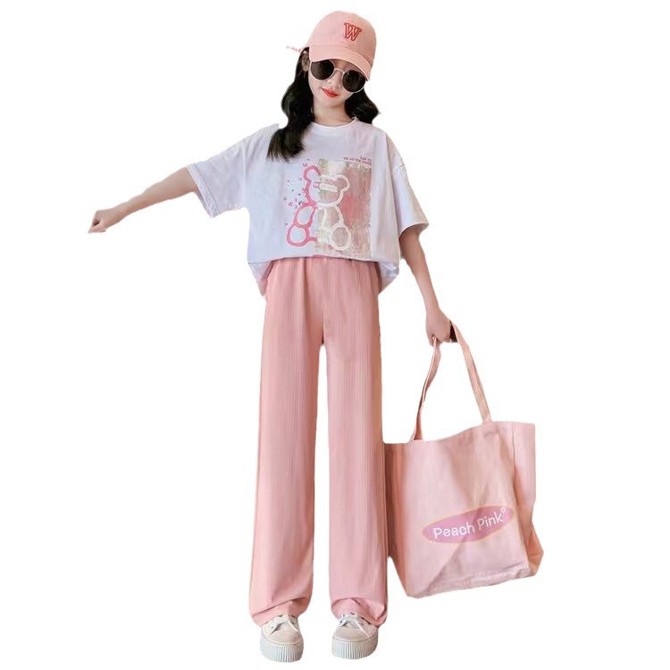 Picture of Girls Short-Sleeved T-Shirt Suit Summer 2025 New Girls Clothes Kidsren Summer Girls Clothes Girls Big Kidsren Summer Clothes