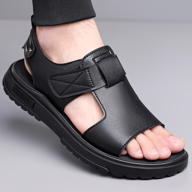 2025 New Thick Sole Men's Sandals plus size Cross-border Roman Beach Shoes Open Toe Fish Mouth Cool Men's Shoes Vietnam Slippers