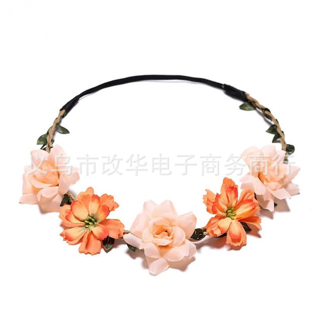 Picture of Forest Bohemian Bride Bridesmaid Headdress Garland Headband Hair Accessories Wrist Flower Travel Seaside Vacation Photo