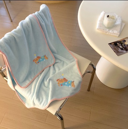 Cartoon Puppy Bath Towel Adult Two-piece Coral Fleece Skin-friendly Water Absorbent Quick-drying Wrap Towel Student Cute Towel 2025