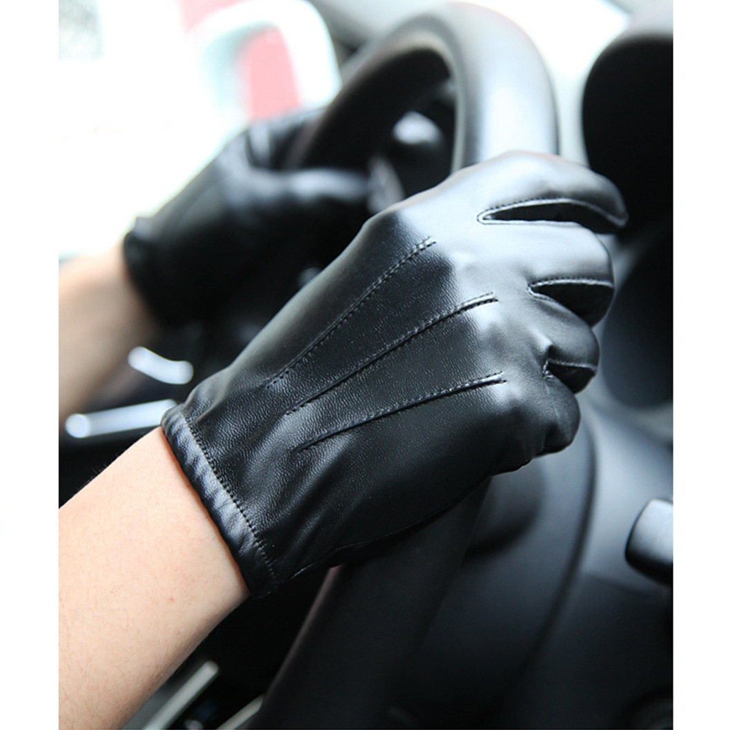 Touch Screen Leather Gloves for Men and Women Driver's Gloves Three-Strand Autumn and Winter Korean Style Fashionable Cycling and Driving Leather Gloves
