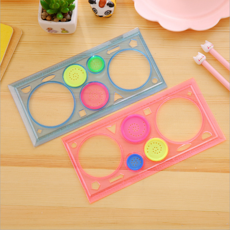 Picture of Creative puzzle four-color kaleidoscope template ruler drawing board ruler kaleidoscope children painting ruler primary school student prize wholesale