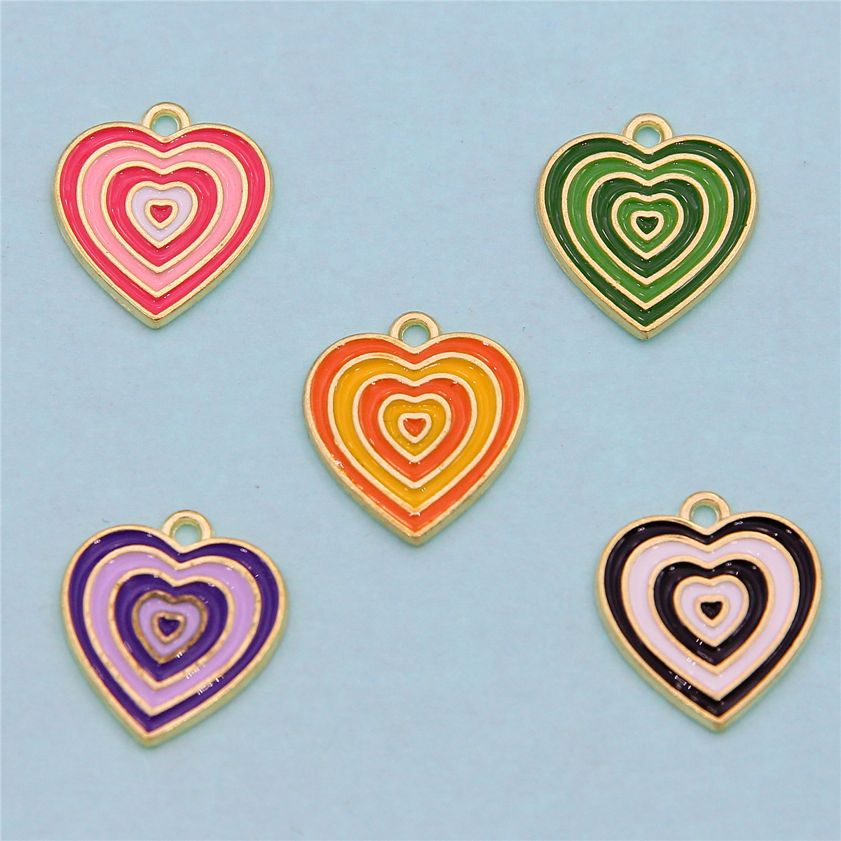 Alloy diy accessories love series brooch creative rainbow gradient peach heart badge cartoon heart necklace pendant