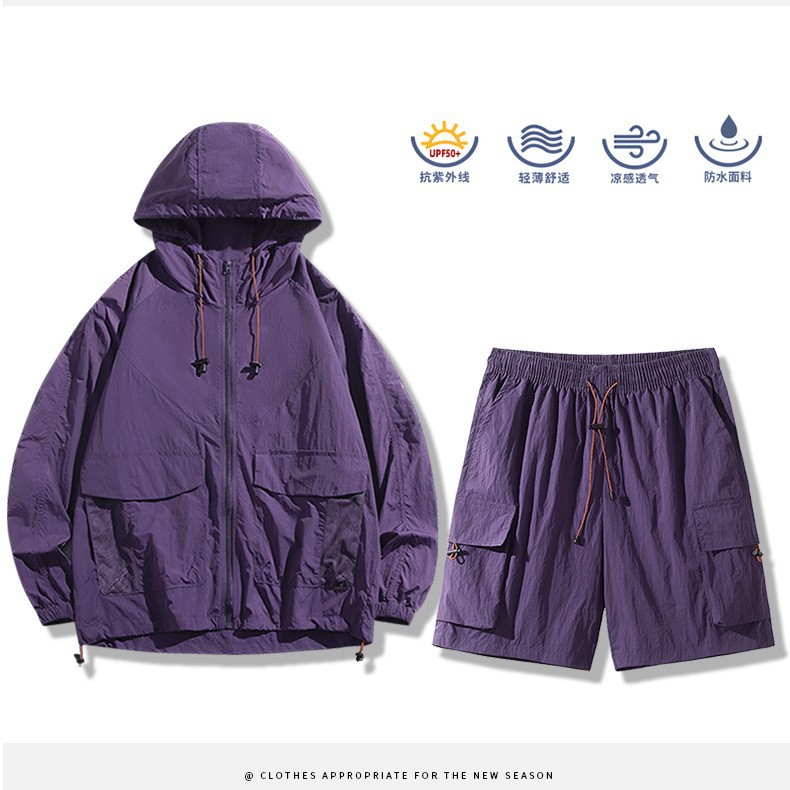 Upf50+ Summer Sun Protection Clothing Set Mountain Style Ice Breathable Lightweight Anti-Uv Jacket Camping Hiking Suit