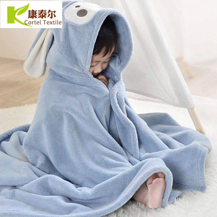 [Strict Selection] Children's Bathrobe Baby Bath Towel Cloak Coral Velvet Baby Cartoon Hat Absorbent Quick-drying in stock Wholesale