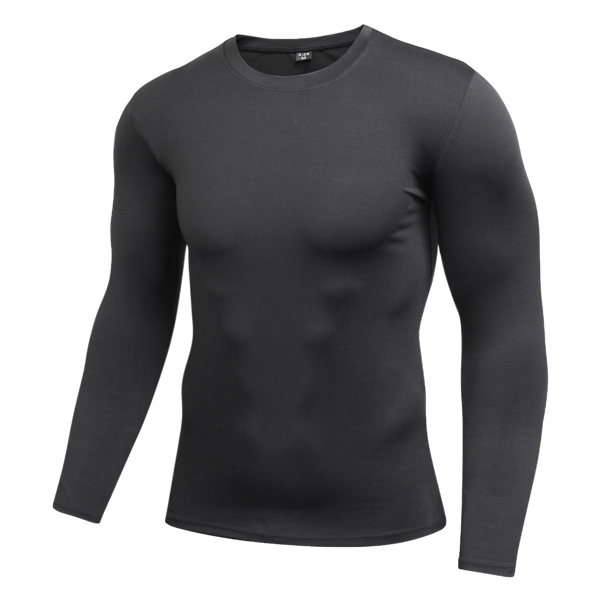 Solid Color Men's Pro Fitness Sports Running Tight T-Shirt Elastic Sweat-Wicking Quick-Drying Long-Sleeved Shirt Clothes 4002