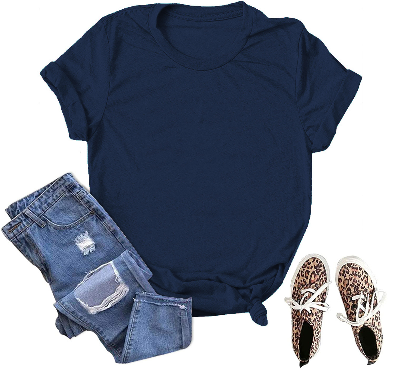 Picture of Spot wholesale foreign trade cross-border solid color blank loose large size T-shirt short sleeve men and women with Amazon wish