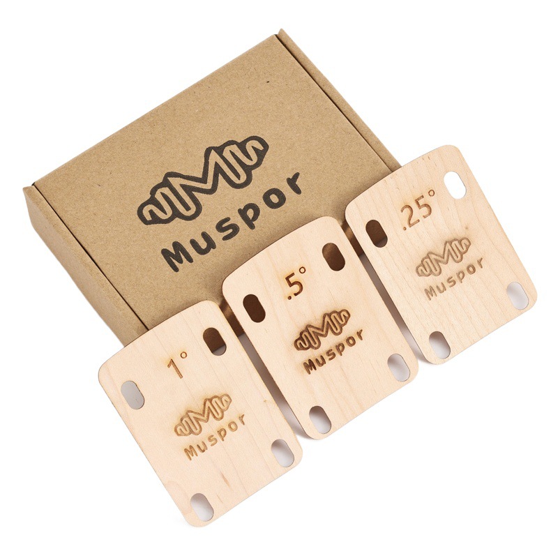 Muspor 3 pieces of electric guitar neck Maple gasket neck bottom adjustment gasket 0.25, 0.5,1 degree