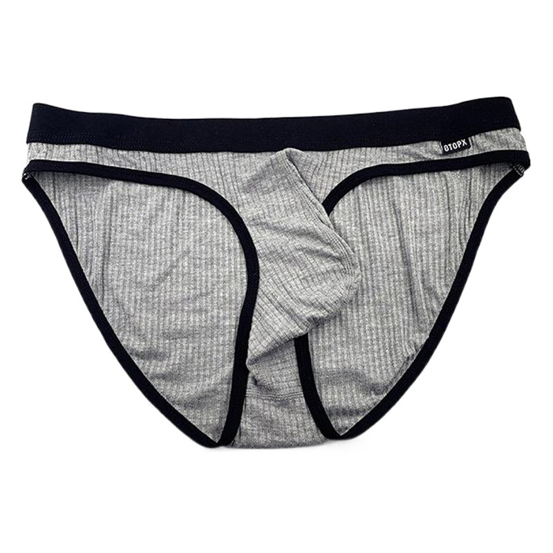 Men's Low-Waisted Thin U-Convex Large Pouch Underwear Export Summer Ribbed Sports Sexy High-Elastic Breathable Briefs