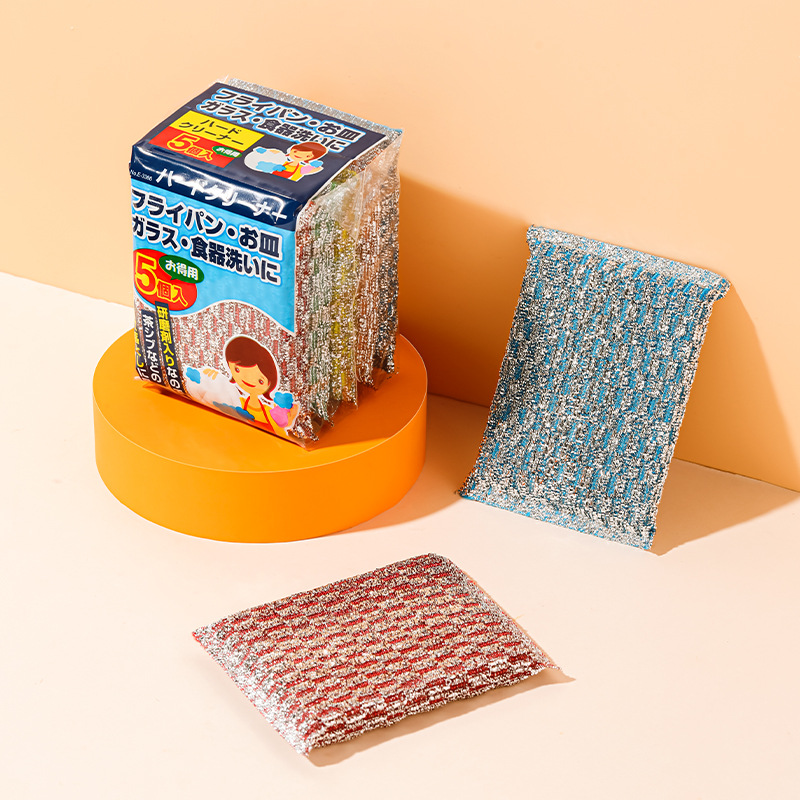 Picture of 3866. Silk strong decontamination cotton dishwashing brush pot sponge 5-piece cleaning block non-stick pan brush cloth wholesale
